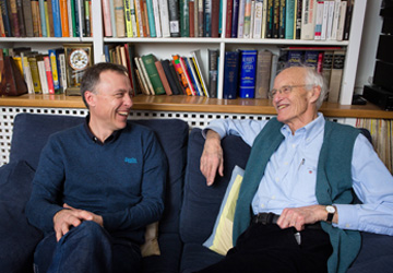 Julian Waters and Michael Frayn talking